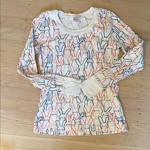 Colorful Bunny Print Long Sleeve pajama Shirt